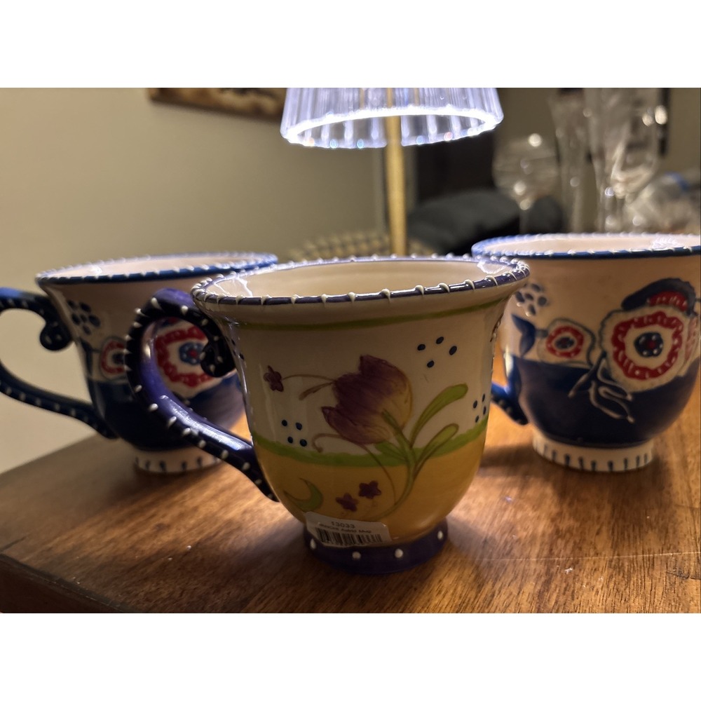 2012 Blue Sky Ceramic Multicolor Mug Made by Heather Goldmine - Set Of 3 - New